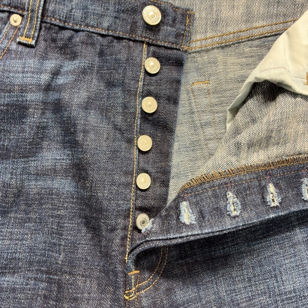 Levis 501 Jeans Mens 40X30 Blue Original Straight Button Fly Dark Faded Denim - Picture 4 of 16